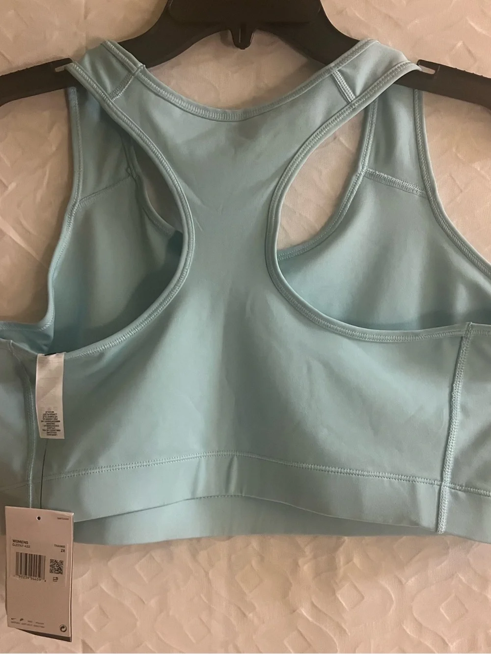 Nike Light Blue Racerback Sports Bra with Yellow Logo